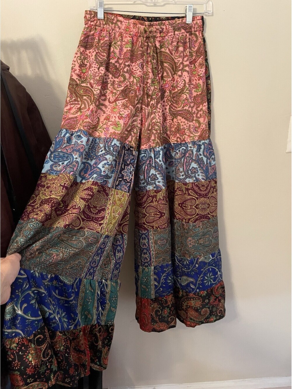 Sacred Threads Hippie Boho Festival Tiered Palazzo Pants Rayon OS S/M
